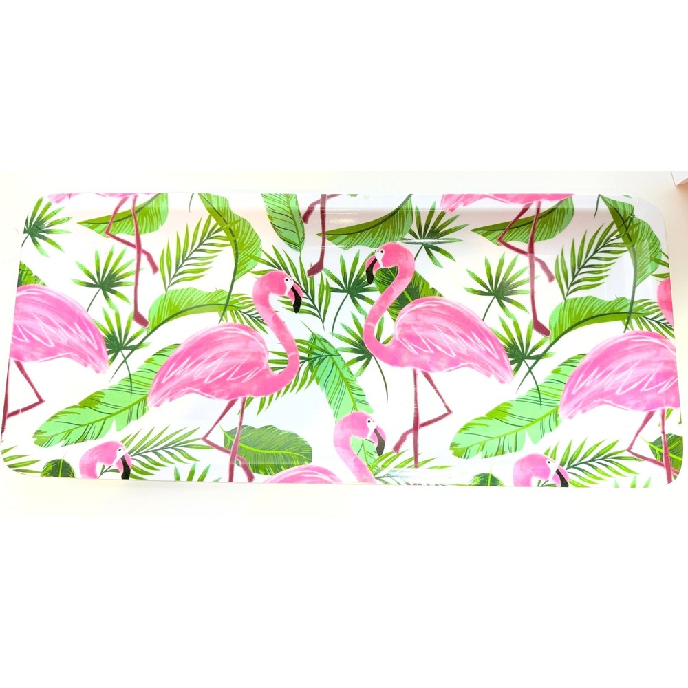 Pink Flamingo Melamine Serving Tray 15" Tropical RV Patio Dinnerware